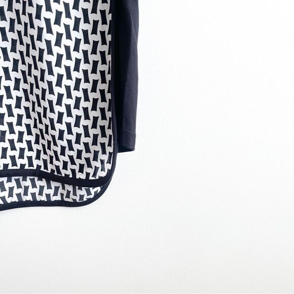 Bianca Nygard Blouse Black White Curved Bottom Women's M Stretchy Side Panels - Picture 3 of 7